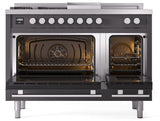 Professional Plus II 48 Inch Dual Fuel Liquid Propane Freestanding Range in Matte Graphite with Trim