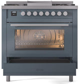 Professional Plus II 36 Inch Dual Fuel Liquid Propane Freestanding Range in Blue Grey with Trim