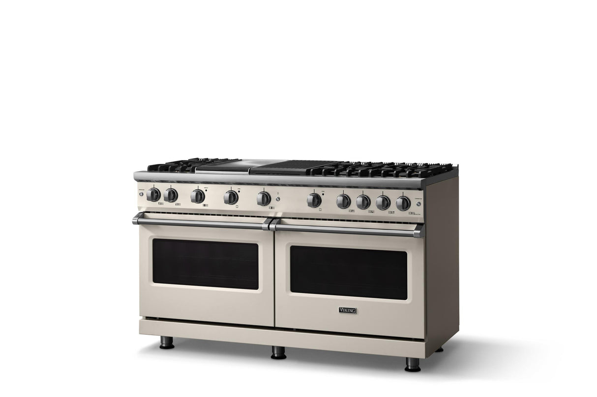 60"W. Sealed Burner Gas Range (Finish: Pure White, Trim: Polished Chrome, Fuel: Natural Gas)