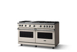 60"W. Sealed Burner Gas Range (Finish: Pure White, Trim: Polished Chrome, Fuel: Natural Gas)