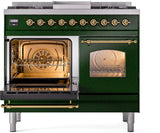 Nostalgie II 40 Inch Dual Fuel Liquid Propane Freestanding Range in Emerald Green with Brass Trim