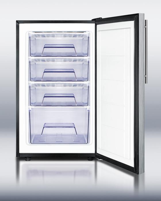 ADA Compliant 20" Wide Built-in Undercounter All-freezer, -20 C Capable With A Stainless Steel Door, Thin Handle and Black Cabinet