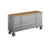 72" Inch 15-drawer Mobile Workbench In Stainless Steel