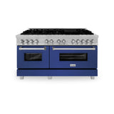 ZLINE 60 in. 7.4 cu. ft. Dual Fuel Range with Gas Stove and Electric Oven in DuraSnow Stainless Steel and Colored Door Options (RAS-60) [Color: DuraSnow Stainless Steel with Blue Matte Door]