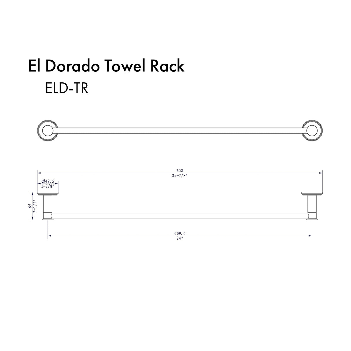 ZLINE El Dorado Towel Rail in Polished Gold (ELD-TR-PG) [Color: Polished Gold]