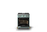 30"W. Sealed Burner Gas Range (Finish: Splash, Trim: Brushed Brass, Fuel: Natural Gas)