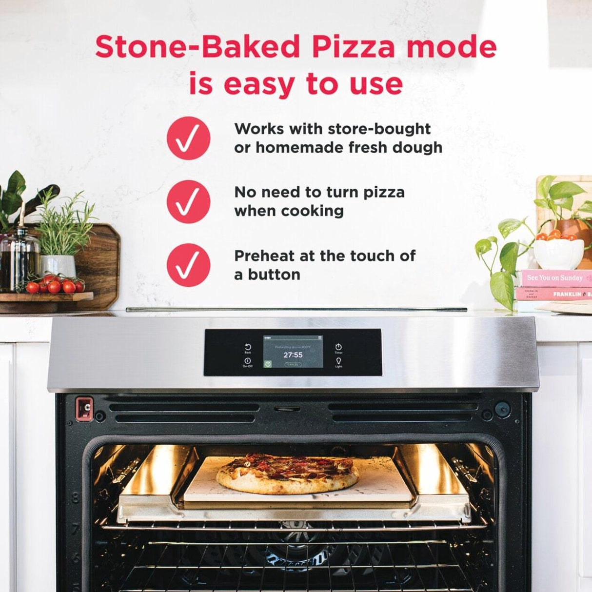 30" Front Control Gas Range with Stone-Baked Pizza