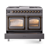 ILVE UND40FNMPMGB Nostalgie II Noblesse 40 inch Dual Fuel Range (Natural Gas, Triple Glass Door, Graphite Matte, Burnished)