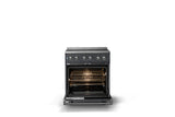 30"W. Electric Range (Finish: Cast Black, Trim: Polished Chrome)