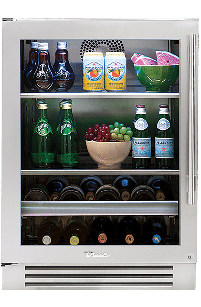 24 Inch Stainless Glass Door Left Hinge Undercounter Beverage Center - Stainless Steel Finish, Stainless Steel Hardware