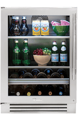 24 Inch Stainless Glass Door Left Hinge Undercounter Beverage Center - Stainless Steel Finish, Stainless Steel Hardware