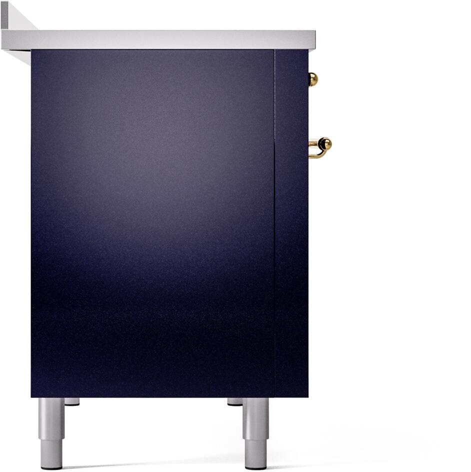 Nostalgie II 48 Inch Electric Freestanding Range in Blue with Brass Trim