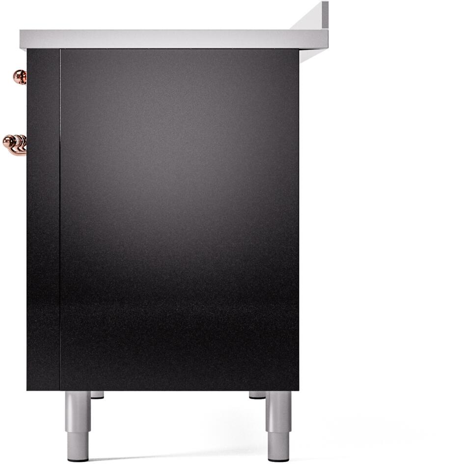 Nostalgie II 48 Inch Electric Freestanding Range in Glossy Black with Copper Trim