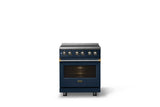 30"W. Induction Range (Finish: Slate Blue, Trim: Brushed Brass)