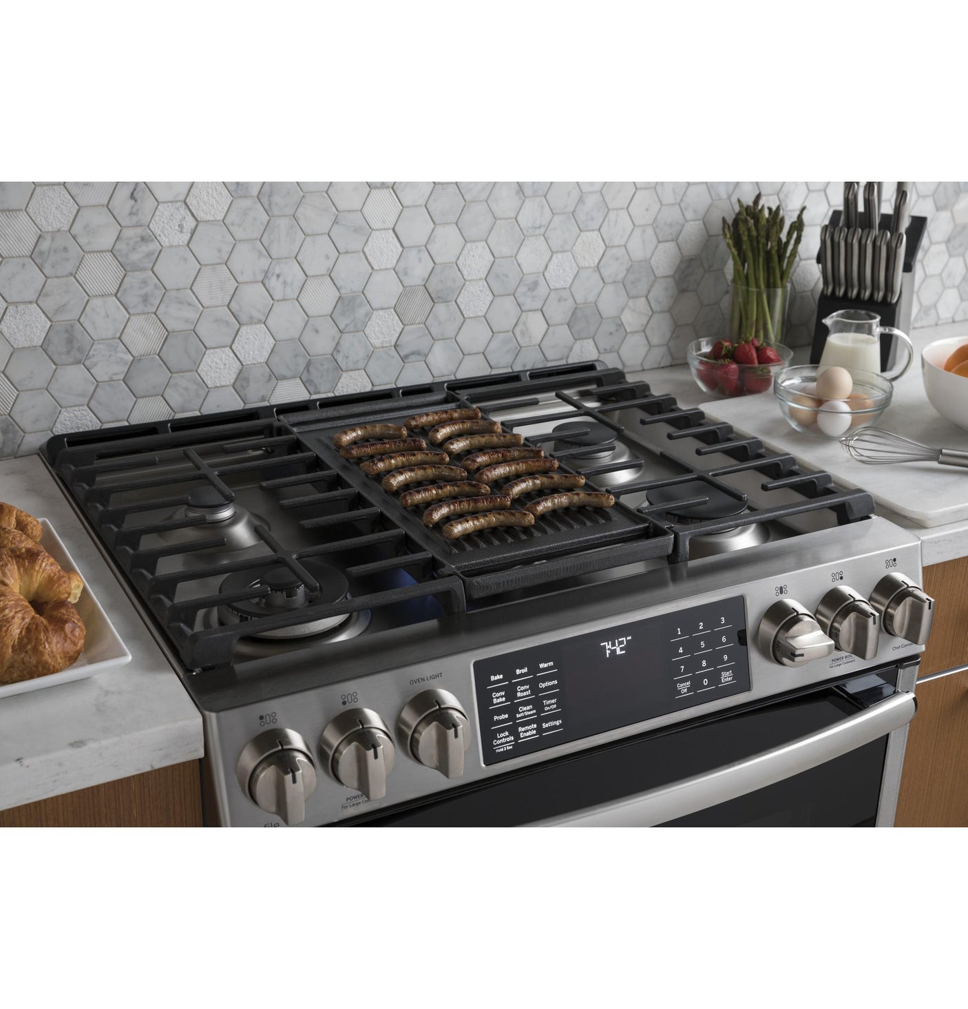 GE Profile™ 30" Smart Dual Fuel Slide-In Front-Control Range