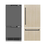 ZLINE Autograph Edition 36 in. 19.8 cu. ft. Panel Ready Built-In Bottom Freezer Refrigerator with Water Dispenser and Ice Maker with Graphite Gray Interior and Matte Black Accents (GRBITZ-36-MB)