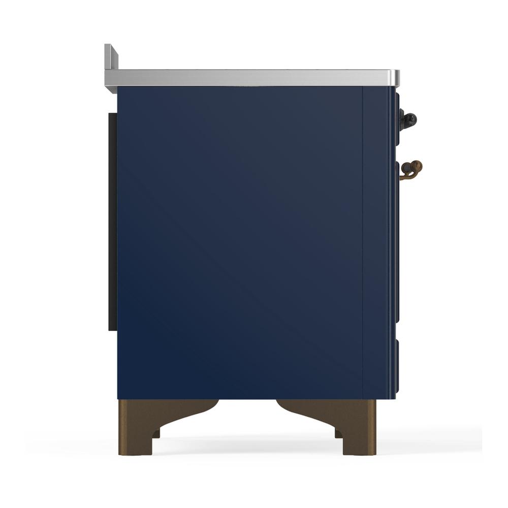 ILVE UMIB48QNR3MBB Majestic III 48 inch Induction Range with 6 Elements, 5.02 cu. ft. Total Oven Capacity (Solid Door, Midnight Blue, Burnished)