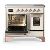 ILVE UMDIB40NR3AWP Majestic III 40 inch Induction Range with 6 Elements, 3.82 cu. ft. Total Oven Capacity (Triple Glass Door, Antique White, Copper)