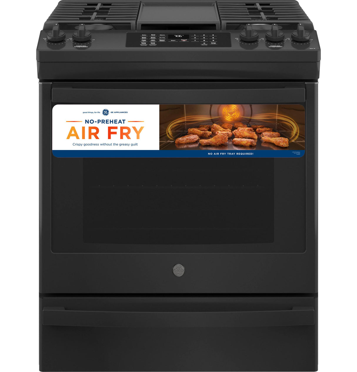 GE® 30" Slide-In Front-Control Convection Gas Range with No Preheat Air Fry