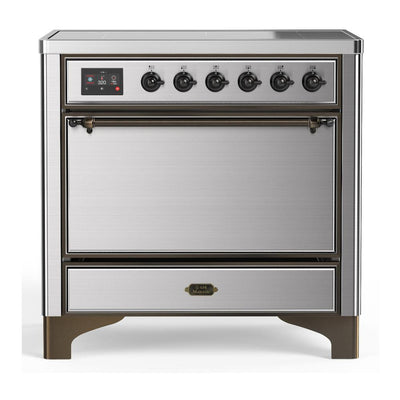 ILVE UMIB36QNR3SSB Majestic III 36 inch Induction Range with 6 Elements, 3.5 cu. ft. Total Oven Capacity (Solid Door, Stainless Steel, Burnished)