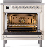 Nostalgie II 36 Inch Electric Freestanding Range in Antique White with Chrome Trim