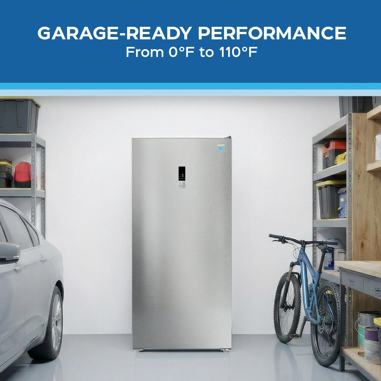Avanti MaxxSpace Insulation™ Technology Garage-Ready Frost-Free Convertible Upright Freezer, 17 cu. ft., ENERGY STAR, Stainless Steel Look (AV170VFLJM0SS)