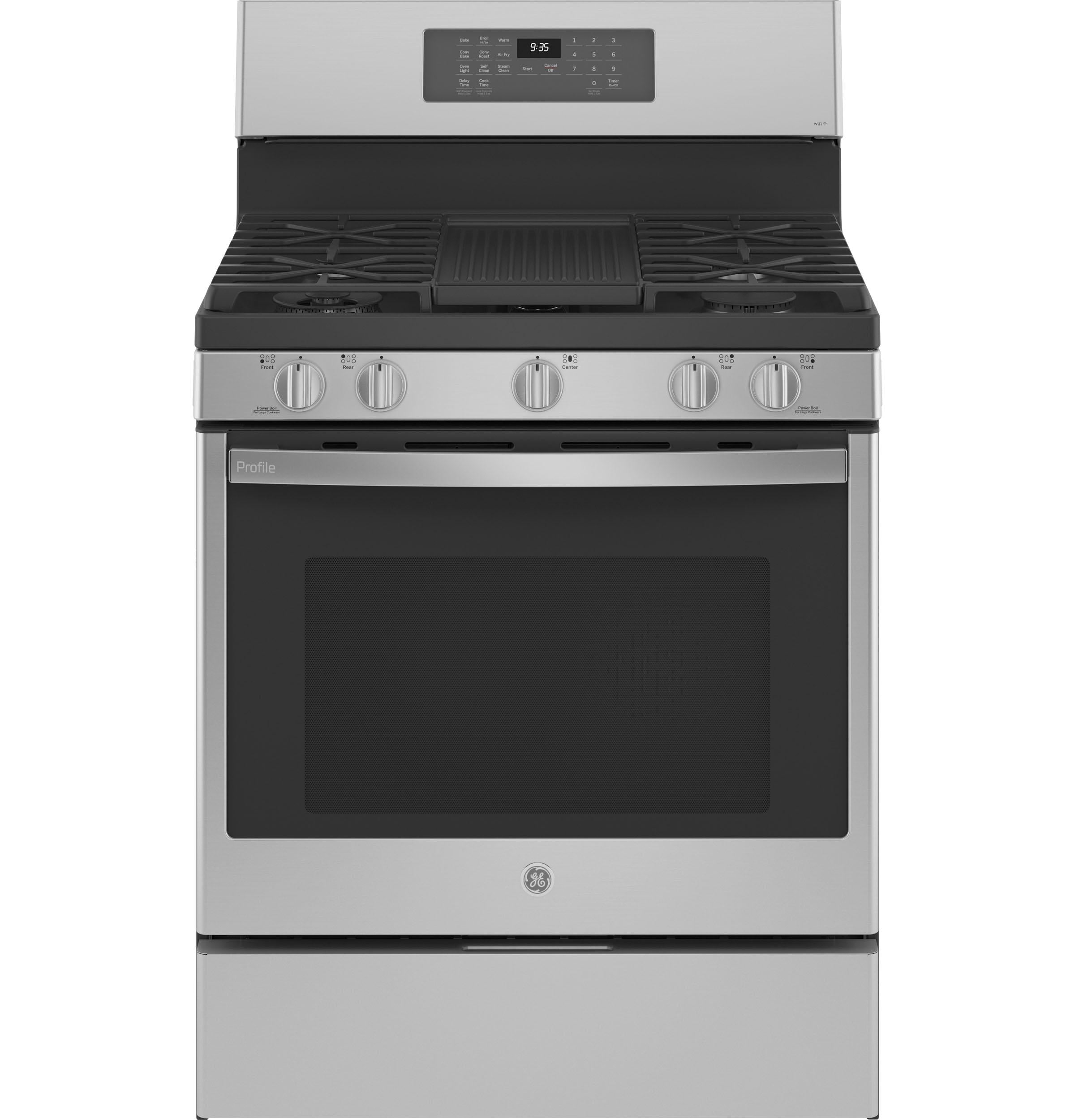 GE Profile™ Smart 30" Free-Standing Self Clean Gas Fingerprint Resistant Range with No Preheat Air Fry