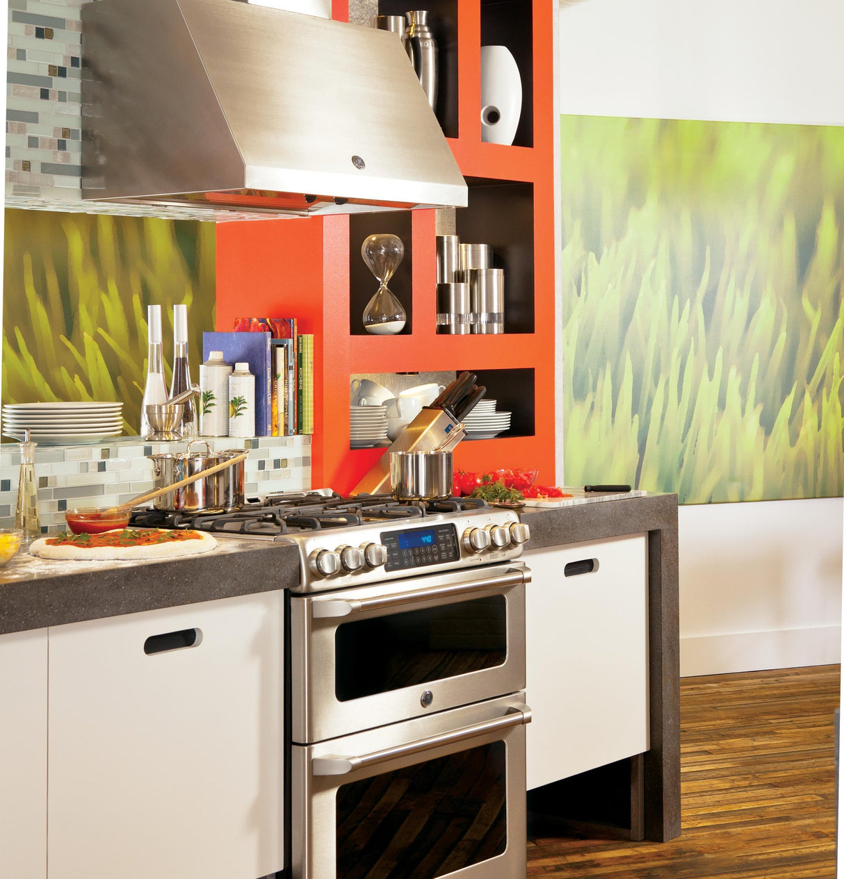 GE Cafe™ Series 30" Slide-In Front Control Gas Double Oven with Convection Range