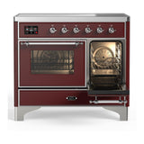 ILVE UMDIB40NR3BUC Majestic III 40 inch Induction Range with 6 Elements, 3.82 cu. ft. Total Oven Capacity (Triple Glass Door, Burgundy, Chrome)