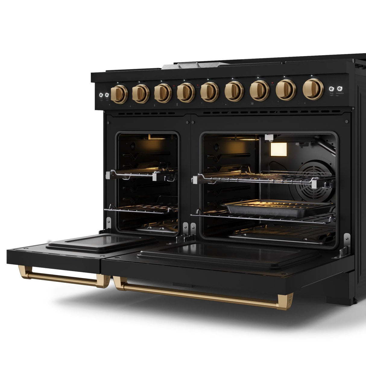 48 Inch Professional Gas Range With Pro-style Knobs In Black/bronze  Gordon Ramsay Series