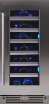15" Wine Cooler, Stainless Steel Glass, Field Reversible Hinge