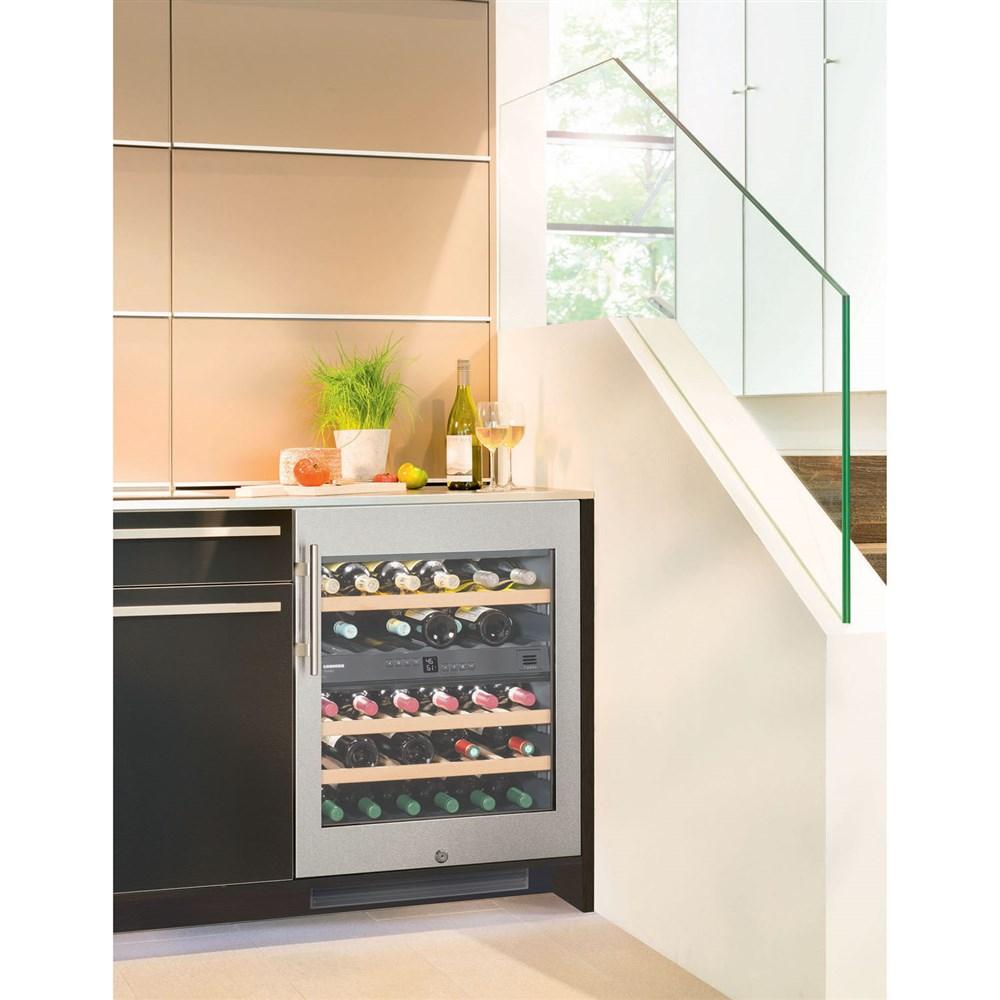 Undercounter Wine Cabinet, 24", Lock, 2 Zone, Reversible Door