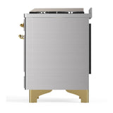 ILVE UM60FNR3SSG Majestic III 60 inch Dual Fuel Range with 9 Burners and Griddle, Dual Function Burner up to 25,000 BTU (Natural Gas, Triple Glass Door, Stainless Steel, Brass)
