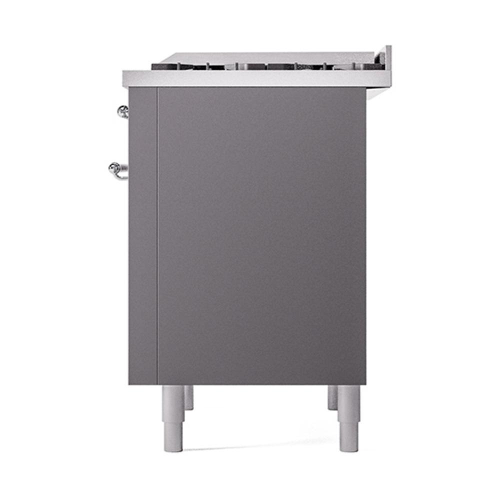 ILVE UN36FQNMPMGC Nostalgie II Noblesse 36 inch Dual Fuel Range (Natural Gas, Solid Door, Graphite Matte, Chrome)