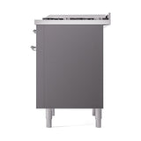 ILVE UN36FQNMPMGC Nostalgie II Noblesse 36 inch Dual Fuel Range (Natural Gas, Solid Door, Graphite Matte, Chrome)
