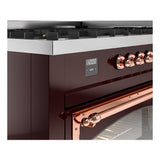 ILVE UN60FNMPBUP Nostalgie II Noblesse 60 inch Dual Fuel Range (9 Sealed Burners + Griddle, Natural Gas, Triple Glass Door, Burgundy, Copper)