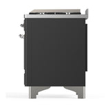 ILVE UM48FNR3MGC Majestic III 48 inch Dual Fuel Range with 8 Burners and Griddle, Dual Function Burner up to 25,000 BTU (Natural Gas, Triple Glass Door, Graphite Matte, Chrome)