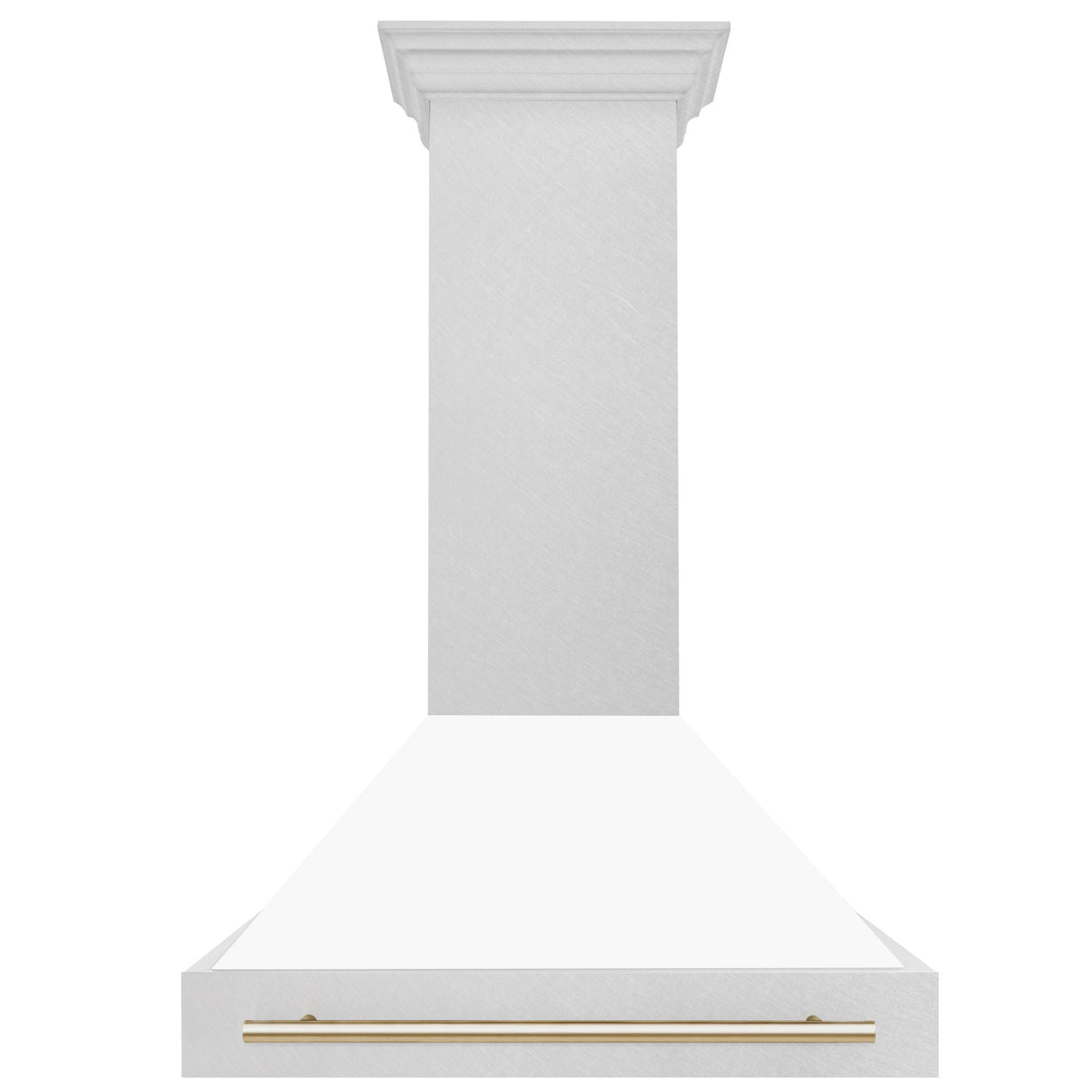 36 in. ZLINE Autograph Edition DuraSnow Stainless Steel Range Hood with White Matte Shell and Accented Handle (8654SNZ-WM36) [Color: Gold]