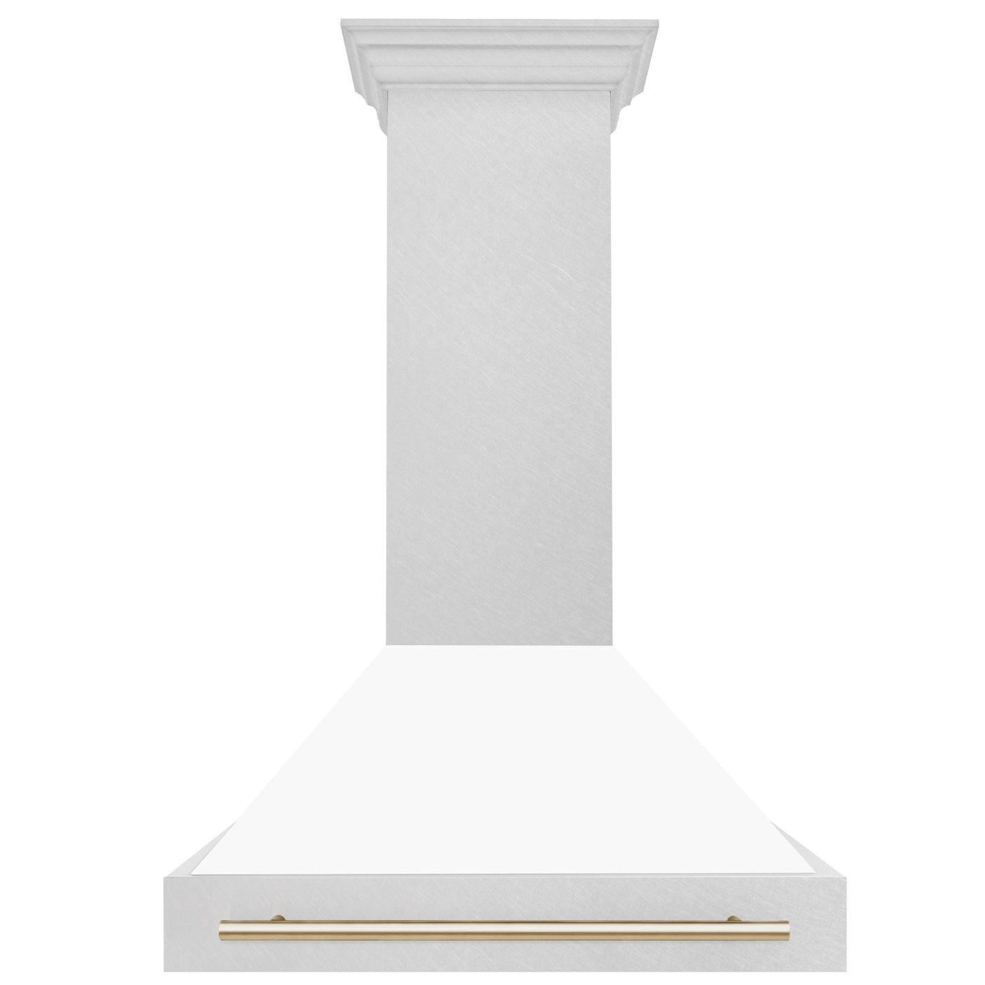 36 in. ZLINE Autograph Edition DuraSnow Stainless Steel Range Hood with White Matte Shell and Accented Handle (8654SNZ-WM36) [Color: Gold]