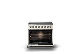 36"W. Induction Range (Finish: Pure White, Trim: Polished Chrome)