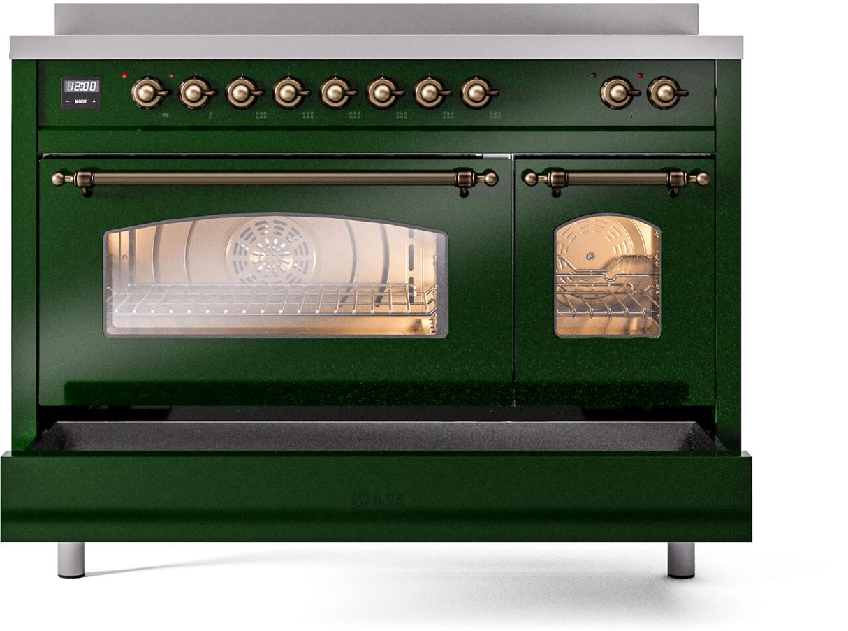 Nostalgie II 48 Inch Electric Freestanding Range in Emerald Green with Bronze Trim