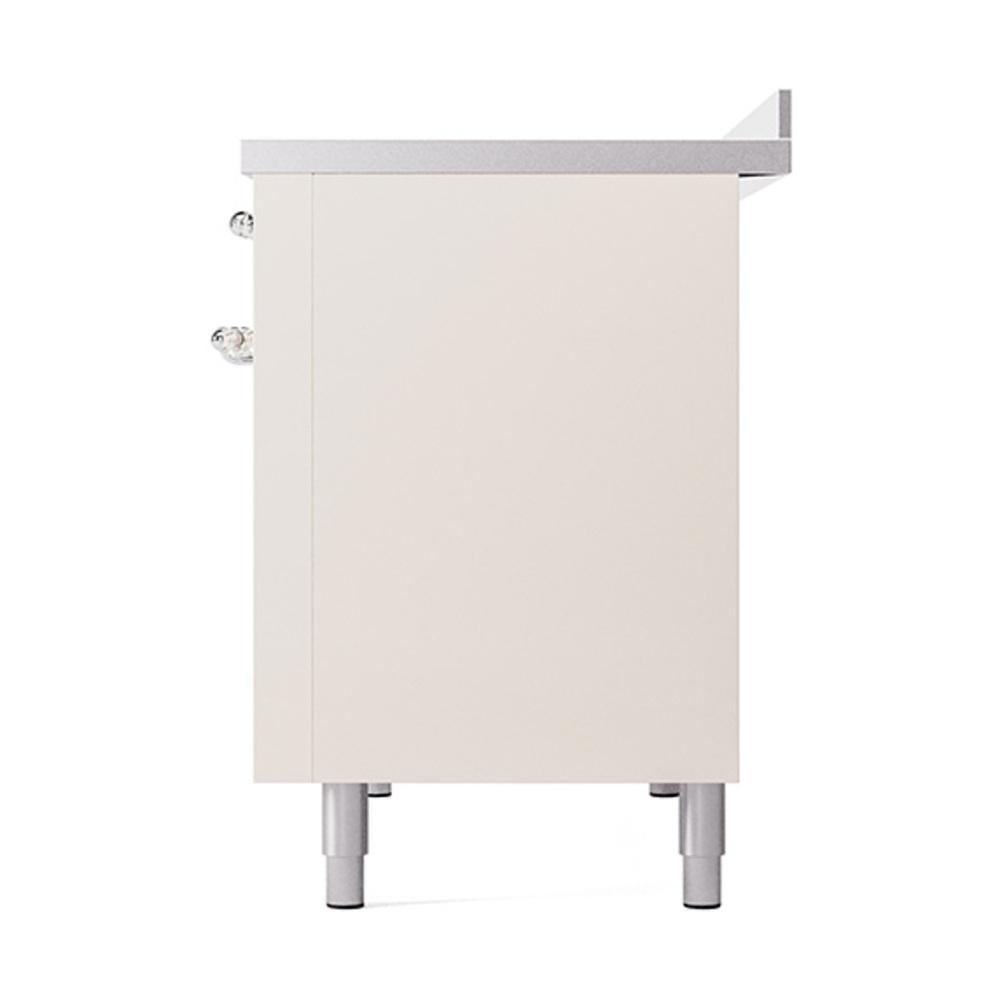 ILVE UNI486QNMPAWC Nostalgie II Noblesse 48 inch Induction Range (Solid Door, Antique White, Chrome)