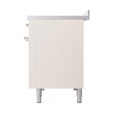 ILVE UNI486QNMPAWC Nostalgie II Noblesse 48 inch Induction Range (Solid Door, Antique White, Chrome)
