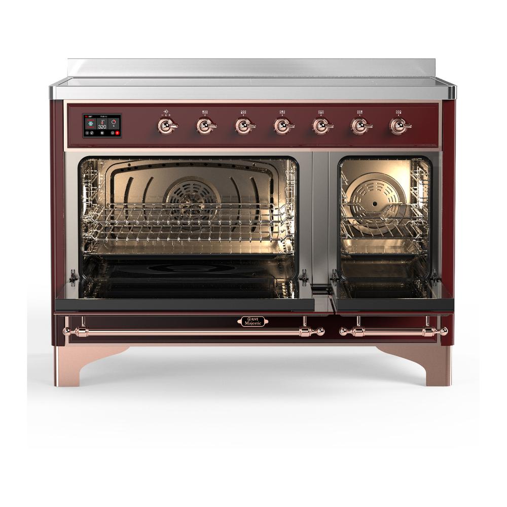 ILVE UMIB48QNR3BUP Majestic III 48 inch Induction Range with 6 Elements, 5.02 cu. ft. Total Oven Capacity (Solid Door, Burgundy, Copper)