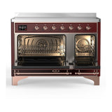 ILVE UMIB48QNR3BUP Majestic III 48 inch Induction Range with 6 Elements, 5.02 cu. ft. Total Oven Capacity (Solid Door, Burgundy, Copper)