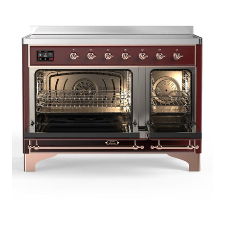 ILVE UMIB48QNR3BUP Majestic III 48 inch Induction Range with 6 Elements, 5.02 cu. ft. Total Oven Capacity (Solid Door, Burgundy, Copper)