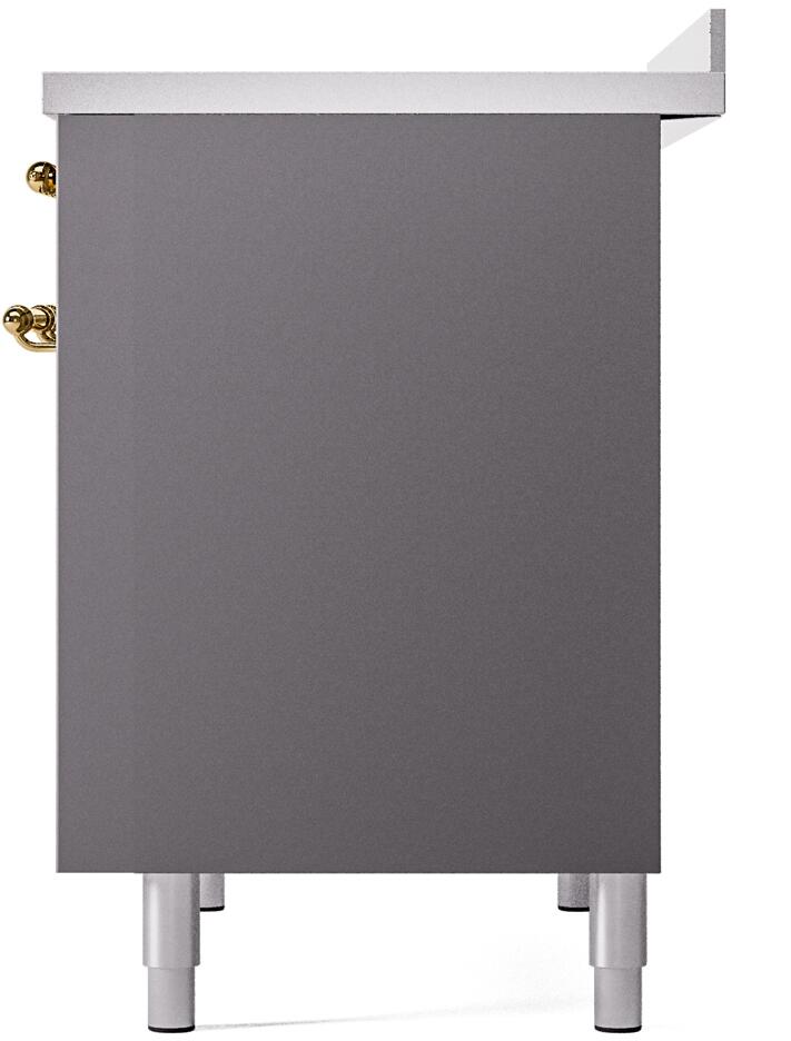 Nostalgie II 40 Inch Electric Freestanding Range in Matte Graphite with Brass Trim