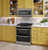 GE 30" Slide-In Front Control Gas Double Oven Range