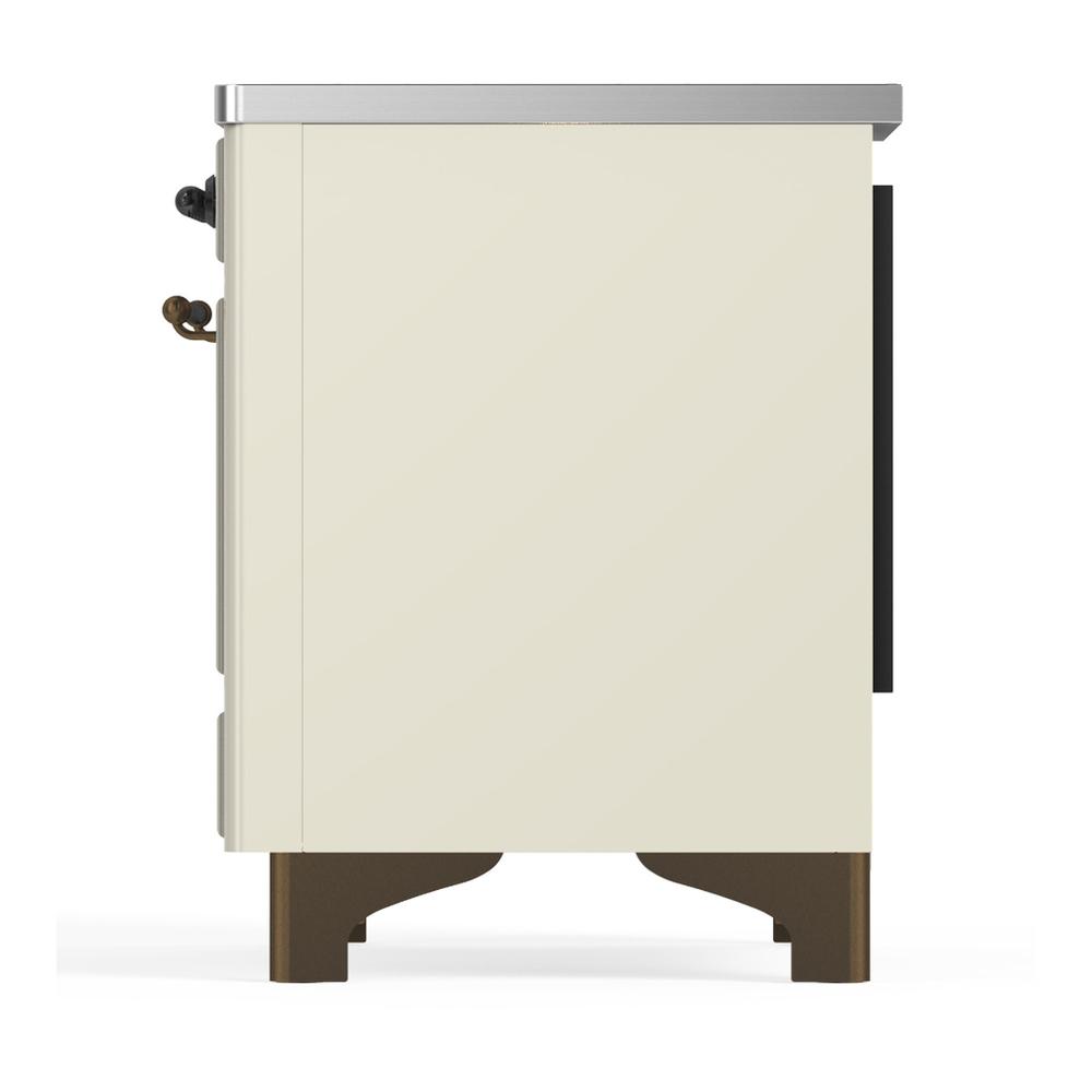 ILVE UMDIB40NR3AWB Majestic III 40 inch Induction Range with 6 Elements, 3.82 cu. ft. Total Oven Capacity (Triple Glass Door, Antique White, Burnished)
