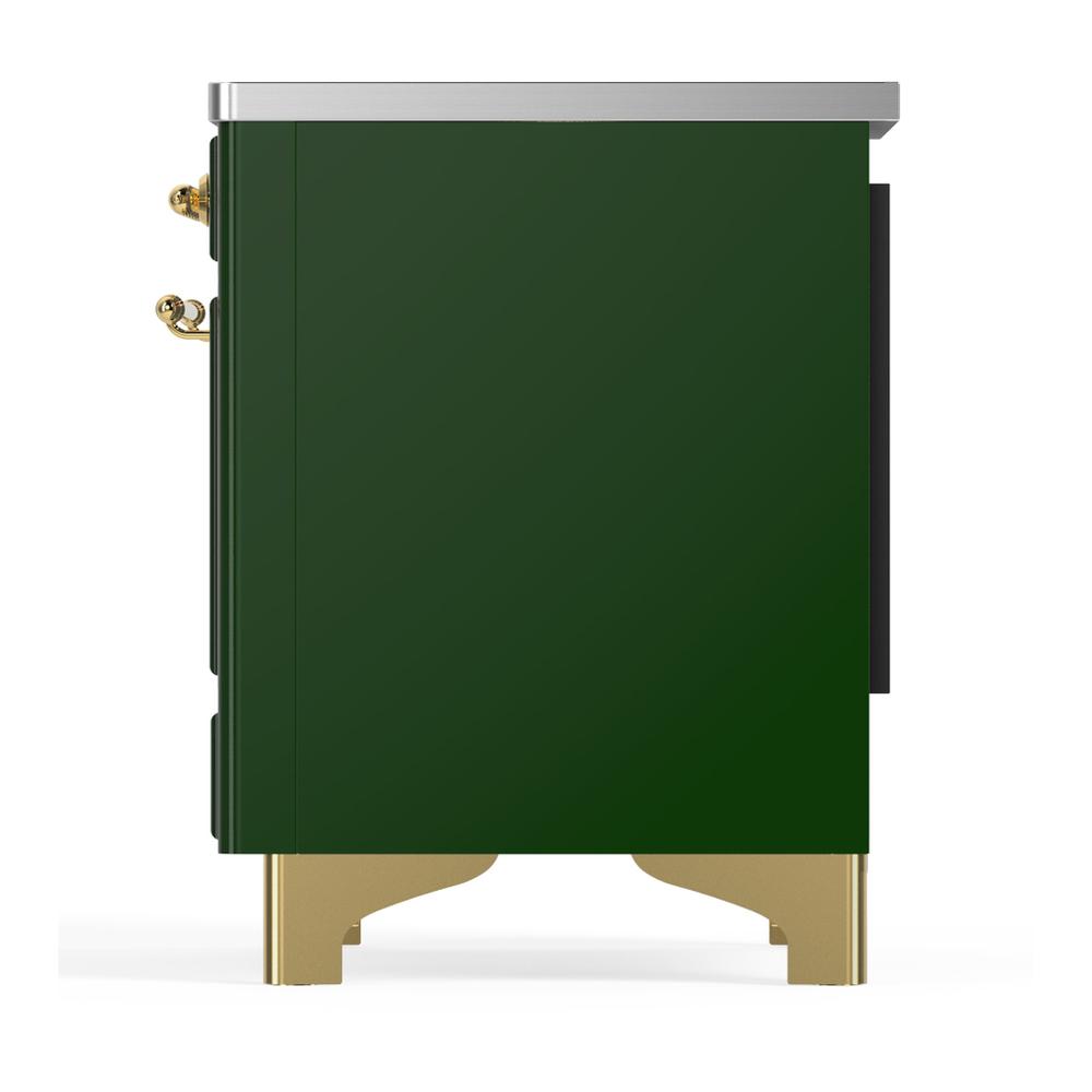 ILVE UMDIB40QNR3EGG Majestic III 40 inch Induction Range with 6 Elements, 3.82 cu. ft. Total Oven Capacity (Solid Door, Emerald Green, Brass)
